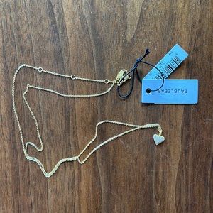 NWT BaubleBar Freya Pave Heart Pendant Necklace 18k Gold